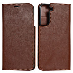 Funda de Cuero Cartera con Soporte Carcasa T01D para Samsung Galaxy S21 FE 5G Marron Claro