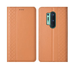 Funda de Cuero Cartera con Soporte Carcasa T02 para OnePlus 8 Pro Naranja