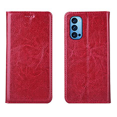 Funda de Cuero Cartera con Soporte Carcasa T02 para Oppo Reno4 5G Rojo