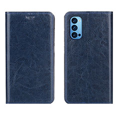 Funda de Cuero Cartera con Soporte Carcasa T02 para Oppo Reno4 Pro 5G Azul