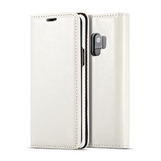 Funda de Cuero Cartera con Soporte Carcasa T02 para Samsung Galaxy S9 Blanco