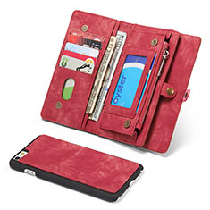 Funda de Cuero Cartera con Soporte Carcasa T03 para Apple iPhone 6S Plus Rojo