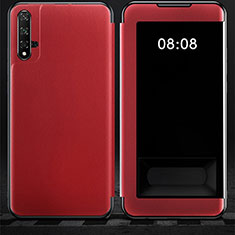 Funda de Cuero Cartera con Soporte Carcasa T03 para Huawei Nova 5T Rojo