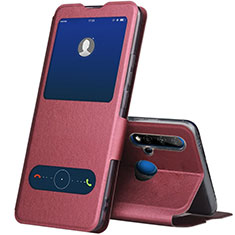 Funda de Cuero Cartera con Soporte Carcasa T03 para Huawei P20 Lite (2019) Rojo Rosa