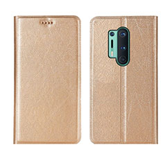 Funda de Cuero Cartera con Soporte Carcasa T03 para OnePlus 8 Pro Oro