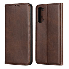 Funda de Cuero Cartera con Soporte Carcasa T03 para Oppo A91 Marron