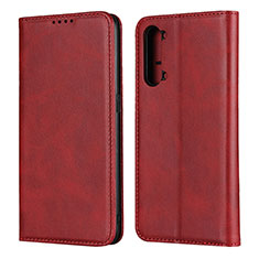 Funda de Cuero Cartera con Soporte Carcasa T03 para Oppo A91 Rojo