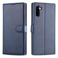 Funda de Cuero Cartera con Soporte Carcasa T03 para Samsung Galaxy Note 10 Azul