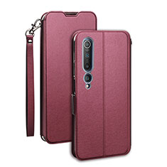 Funda de Cuero Cartera con Soporte Carcasa T03 para Xiaomi Mi 10 Rojo Rosa