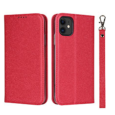 Funda de Cuero Cartera con Soporte Carcasa T04 para Apple iPhone 11 Rojo