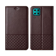 Funda de Cuero Cartera con Soporte Carcasa T04 para Huawei Nova 6 SE Marron