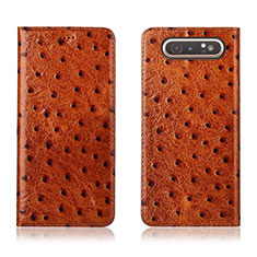 Funda de Cuero Cartera con Soporte Carcasa T04 para Samsung Galaxy A80 Naranja