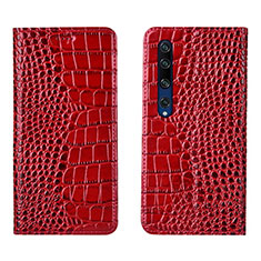 Funda de Cuero Cartera con Soporte Carcasa T04 para Xiaomi Mi 10 Rojo