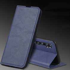 Funda de Cuero Cartera con Soporte Carcasa T04 para Xiaomi Mi Note 10 Azul