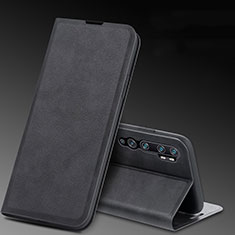 Funda de Cuero Cartera con Soporte Carcasa T04 para Xiaomi Mi Note 10 Negro