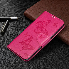 Funda de Cuero Cartera con Soporte Carcasa T04 para Xiaomi Redmi Note 9 Rosa Roja