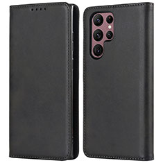 Funda de Cuero Cartera con Soporte Carcasa T04D para Samsung Galaxy S21 Ultra 5G Negro