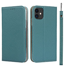 Funda de Cuero Cartera con Soporte Carcasa T05 para Apple iPhone 11 Cian