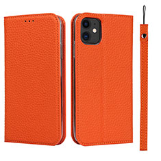 Funda de Cuero Cartera con Soporte Carcasa T05 para Apple iPhone 11 Naranja