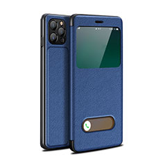 Funda de Cuero Cartera con Soporte Carcasa T05 para Apple iPhone 12 Pro Azul