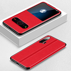 Funda de Cuero Cartera con Soporte Carcasa T05 para Huawei Honor 20 Pro Rojo