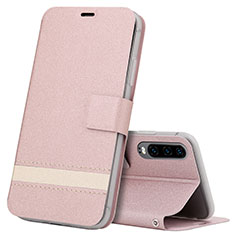 Funda de Cuero Cartera con Soporte Carcasa T05 para Huawei P30 Oro Rosa