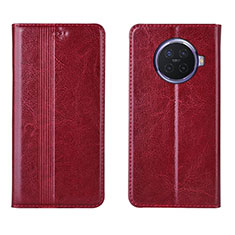 Funda de Cuero Cartera con Soporte Carcasa T05 para Oppo Ace2 Rojo