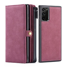 Funda de Cuero Cartera con Soporte Carcasa T05 para Samsung Galaxy Note 20 5G Rojo Rosa