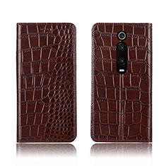 Funda de Cuero Cartera con Soporte Carcasa T05 para Xiaomi Redmi K20 Pro Marron