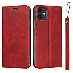 Funda de Cuero Cartera con Soporte Carcasa T06 para Apple iPhone 11 Rojo