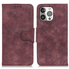 Funda de Cuero Cartera con Soporte Carcasa T06 para Apple iPhone 14 Pro Max Morado