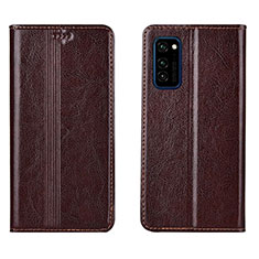 Funda de Cuero Cartera con Soporte Carcasa T06 para Huawei Honor V30 Pro 5G Marron