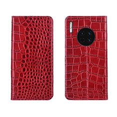 Funda de Cuero Cartera con Soporte Carcasa T06 para Huawei Mate 30 Rojo