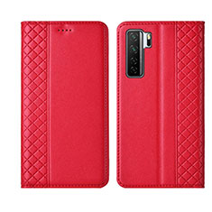Funda de Cuero Cartera con Soporte Carcasa T06 para Huawei Nova 7 SE 5G Rojo