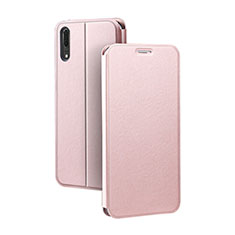 Funda de Cuero Cartera con Soporte Carcasa T06 para Huawei P20 Oro Rosa