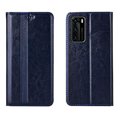 Funda de Cuero Cartera con Soporte Carcasa T06 para Huawei P40 Azul