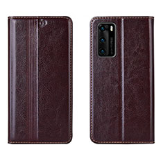 Funda de Cuero Cartera con Soporte Carcasa T06 para Huawei P40 Marron