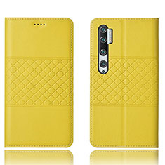 Funda de Cuero Cartera con Soporte Carcasa T06 para Xiaomi Mi Note 10 Amarillo