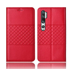 Funda de Cuero Cartera con Soporte Carcasa T06 para Xiaomi Mi Note 10 Pro Rojo