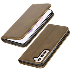 Funda de Cuero Cartera con Soporte Carcasa T06D para Samsung Galaxy S21 Plus 5G Marron Claro