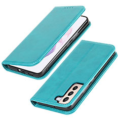 Funda de Cuero Cartera con Soporte Carcasa T06D para Samsung Galaxy S22 5G Azul Cielo