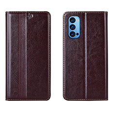 Funda de Cuero Cartera con Soporte Carcasa T07 para Oppo Reno4 5G Marron