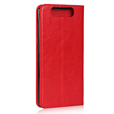 Funda de Cuero Cartera con Soporte Carcasa T07 para Samsung Galaxy A80 Rojo