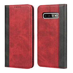 Funda de Cuero Cartera con Soporte Carcasa T07 para Samsung Galaxy S10 Plus Rojo