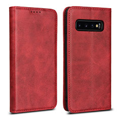 Funda de Cuero Cartera con Soporte Carcasa T07 para Samsung Galaxy S10 Rojo