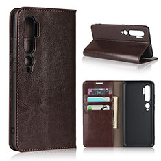 Funda de Cuero Cartera con Soporte Carcasa T07 para Xiaomi Mi Note 10 Pro Marron