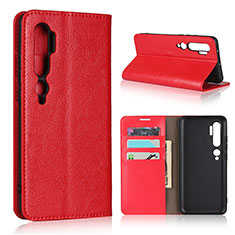 Funda de Cuero Cartera con Soporte Carcasa T07 para Xiaomi Mi Note 10 Pro Rojo