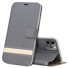 Funda de Cuero Cartera con Soporte Carcasa T08 para Apple iPhone 11 Pro Gris