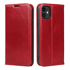 Funda de Cuero Cartera con Soporte Carcasa T08 para Apple iPhone 11 Rojo