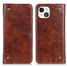 Funda de Cuero Cartera con Soporte Carcasa T08 para Apple iPhone 13 Marron